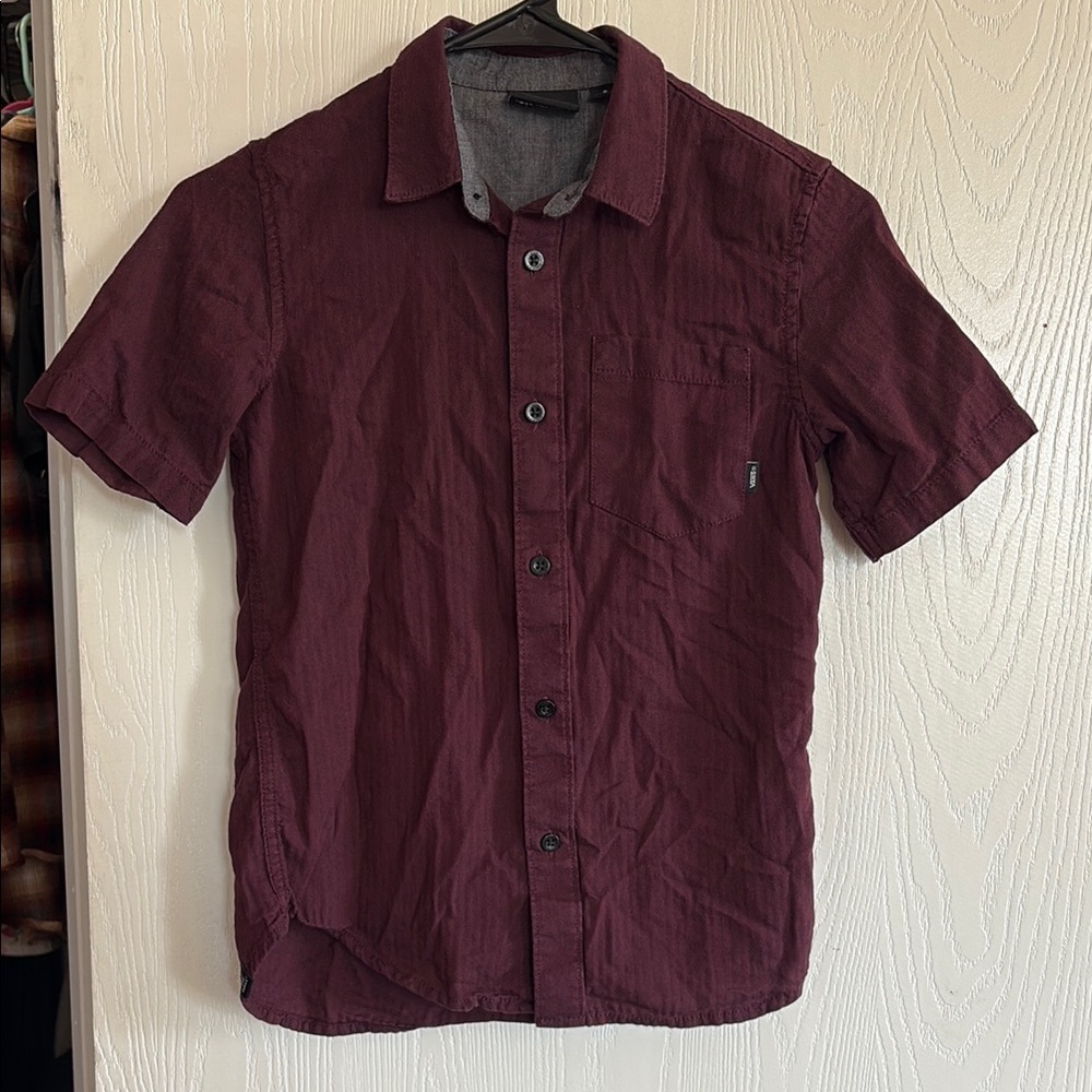 Vans Men's Dark Red Casual Button Down Shirt